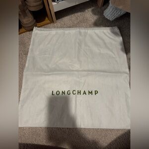Longchamp White Fabric Dust Bag with Green Logo